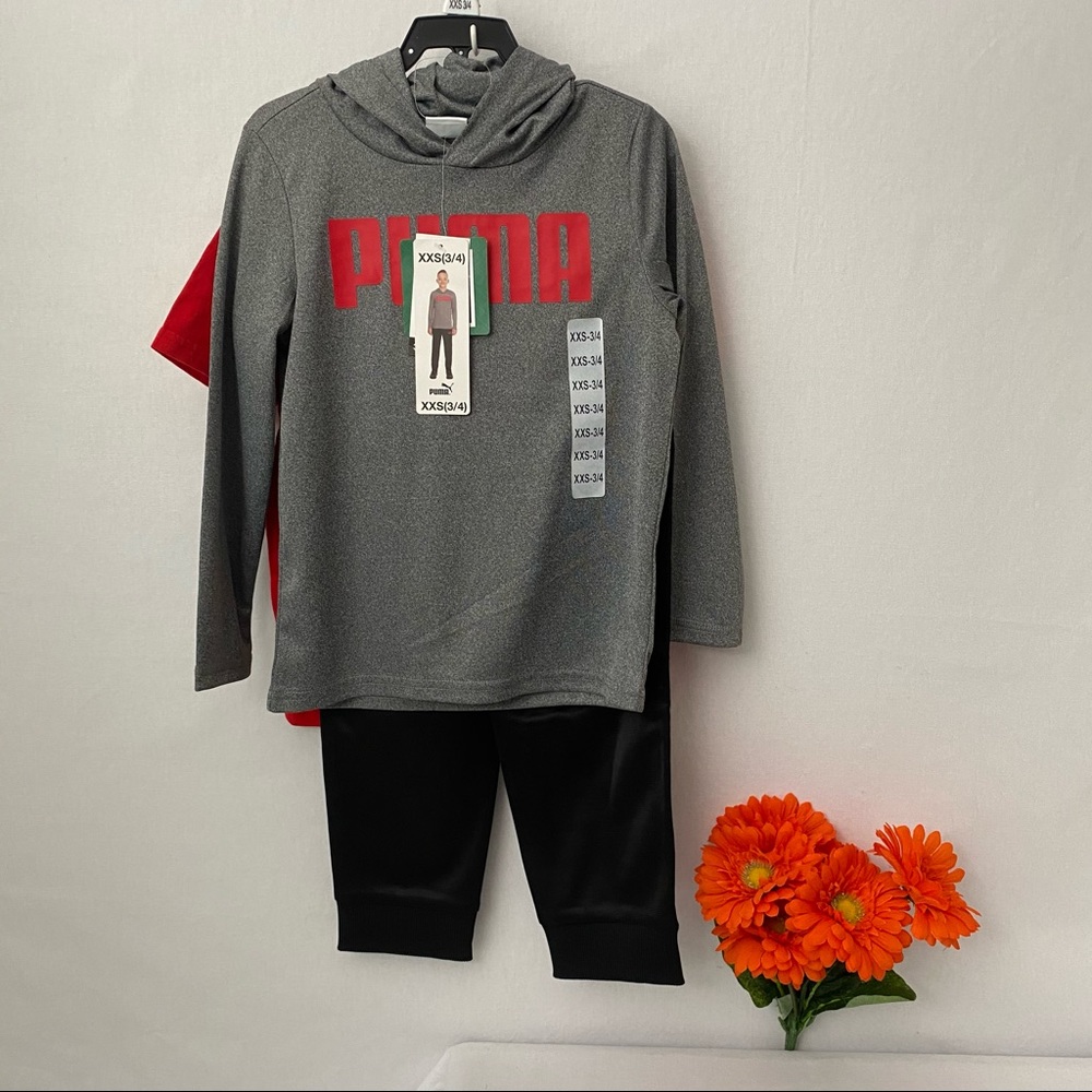 Puma boy’s 3 piece long sleeve hooded-shirt-pants